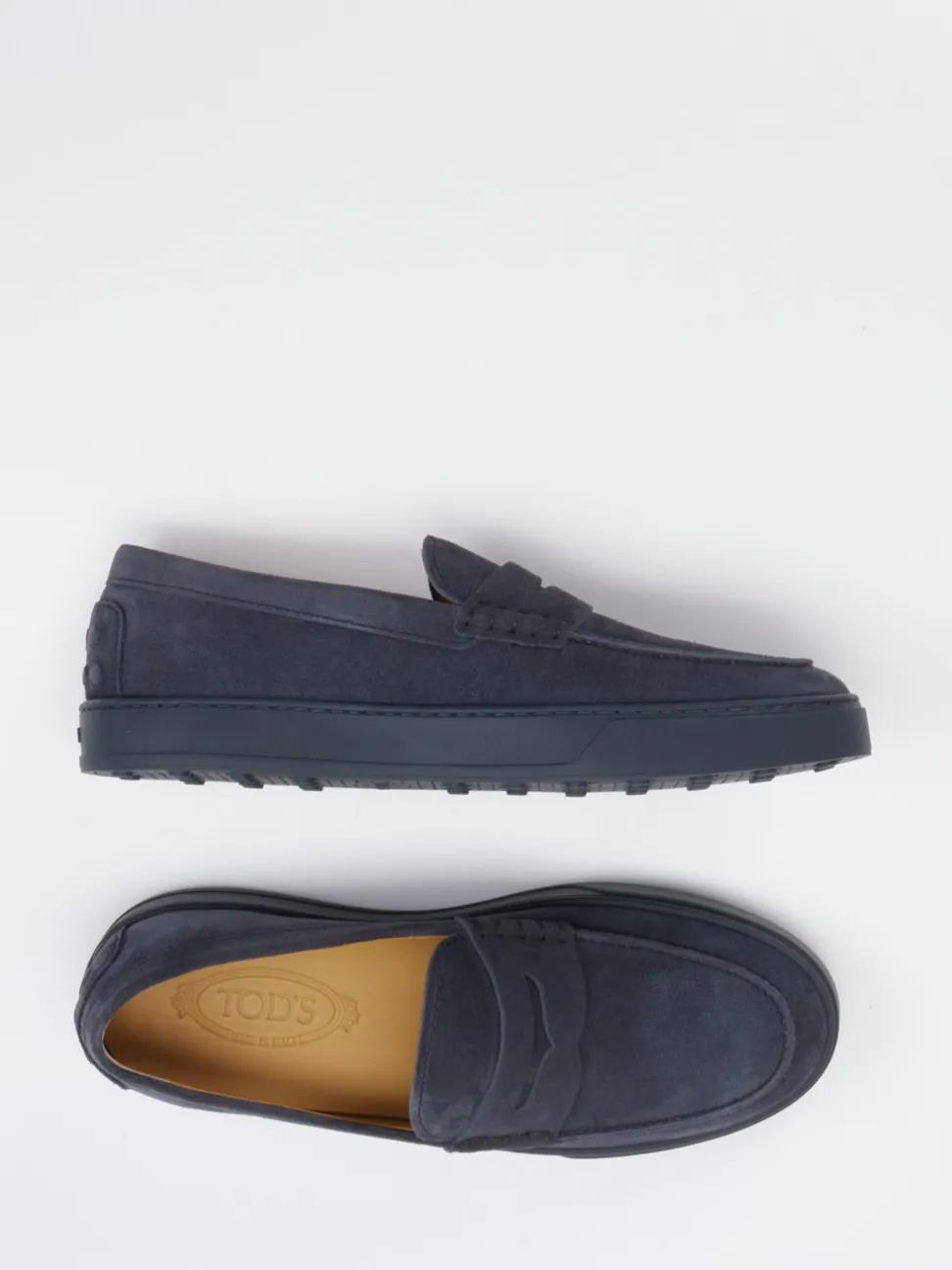 Tod's – Slipper aus Veloursleder Dunkelblau