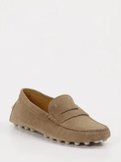 Tod's – Slipper aus Veloursleder in Taupe