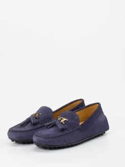 Tod's – Slipper aus Veloursleder in Dunkelblau