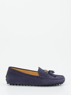 Tod's – Slipper aus Veloursleder in Dunkelblau