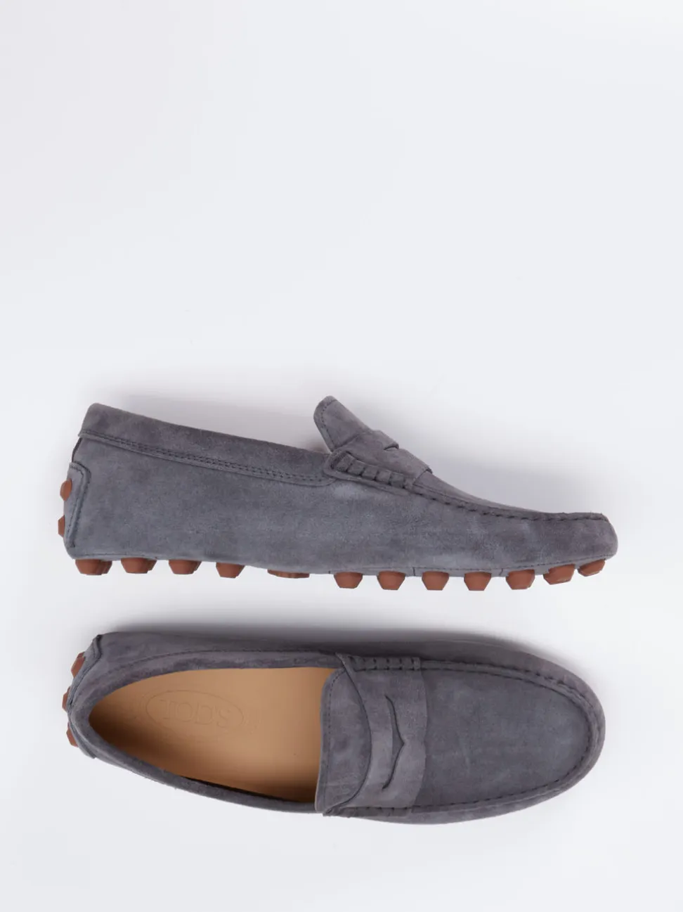 Tod's – Slipper aus Veloursleder in Anthrazitgrau