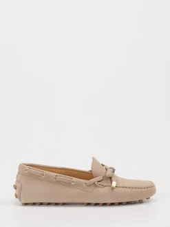 Tod's – Slipper aus Veloursleder in Beige