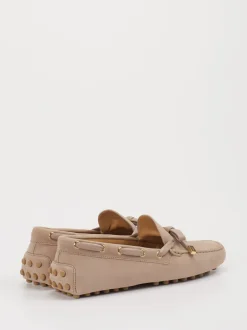 Tod's – Slipper aus Veloursleder in Beige