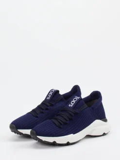 Tod's – Sneaker aus gestricktem Textil in Blau