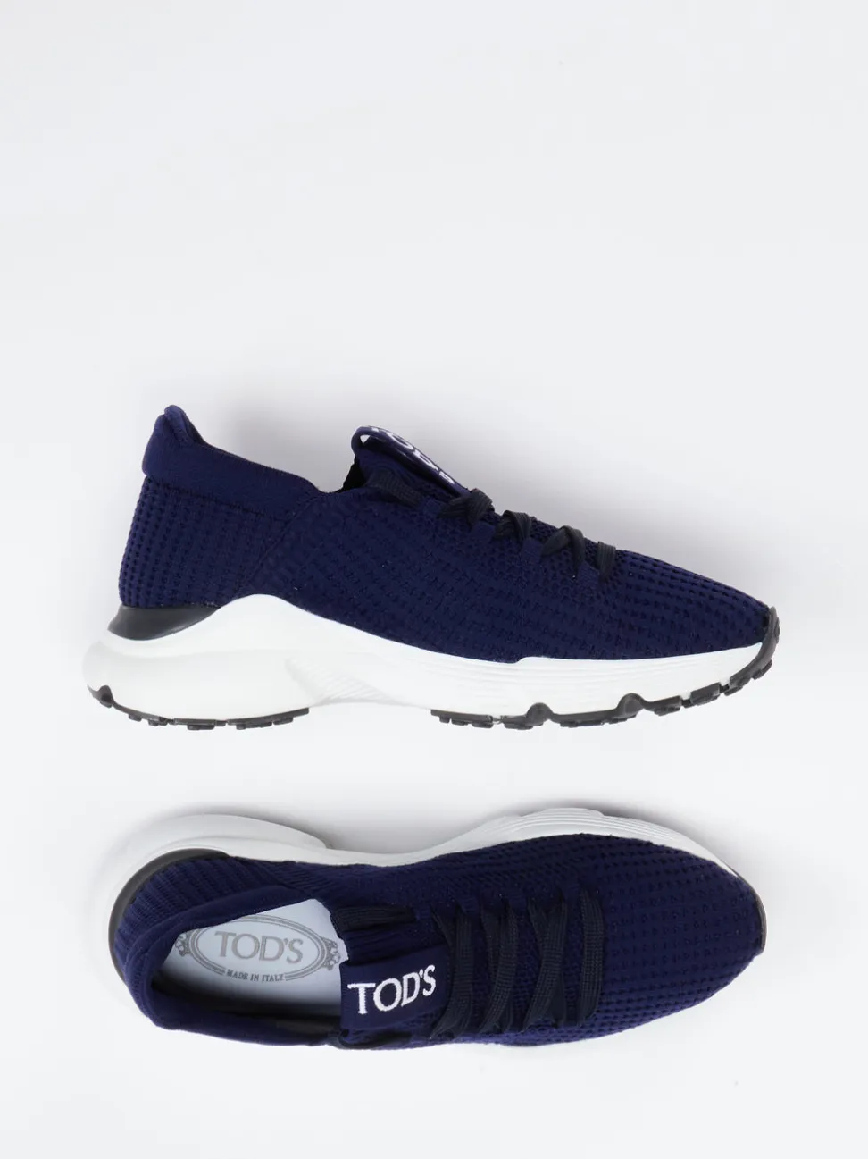 Tod's – Sneaker aus gestricktem Textil in Blau