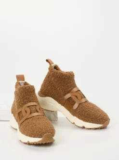 Tod's – Sneaker aus Teddy-Textil in Karamellbraun