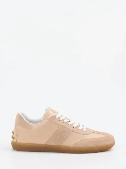 Tod's – Sneaker aus Velourleder und Glattleder Beige