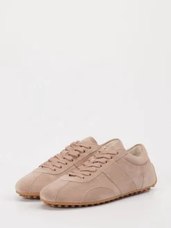 Tod's – Sneaker aus Veloursleder in Rosébeige