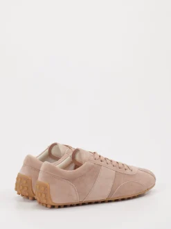 Tod's – Sneaker aus Veloursleder in Rosébeige