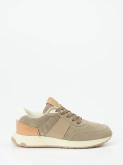 Tod's – Sneaker aus Veloursleder in Beigegrau