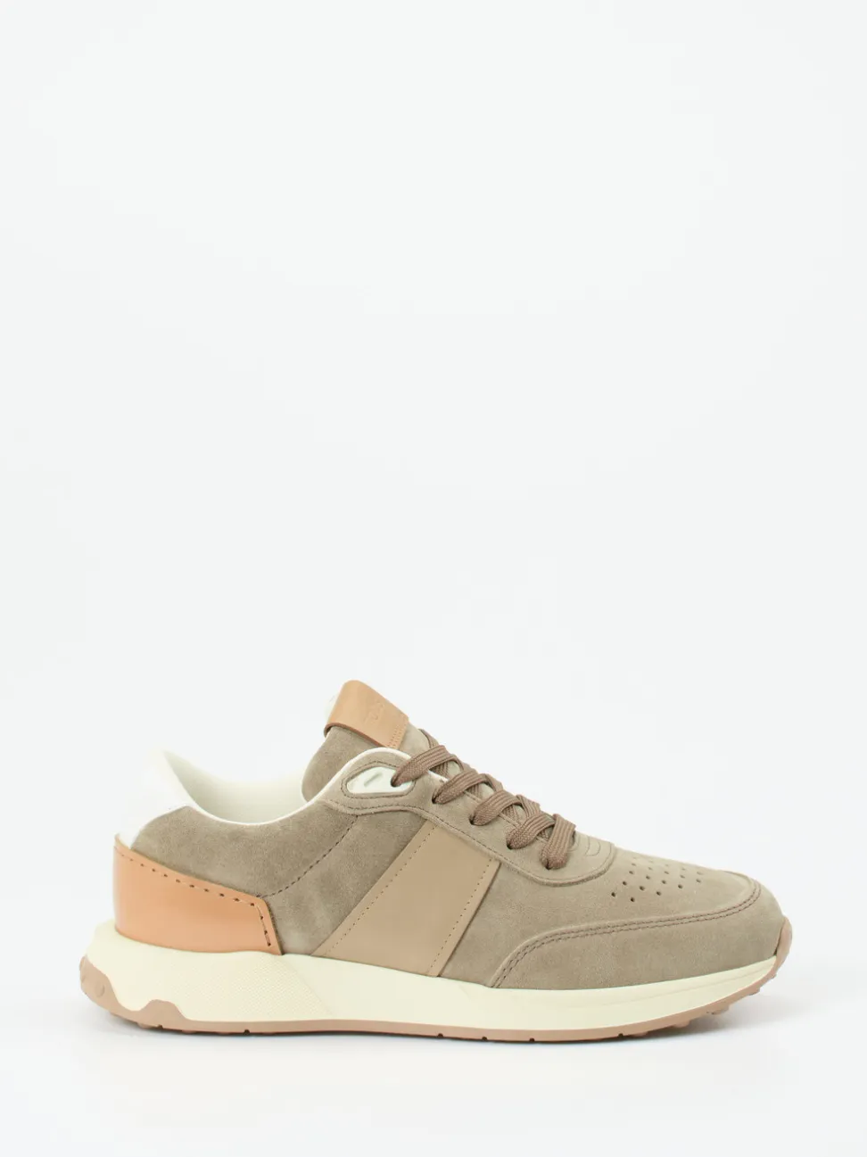 Tod's – Sneaker aus Veloursleder in Beigegrau