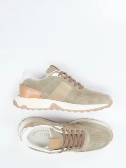 Tod's – Sneaker aus Veloursleder in Beigegrau
