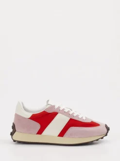 Tod's – Sneaker aus Veloursleder und Textil Rosé