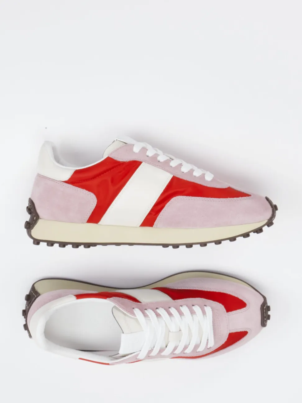 Tod's – Sneaker aus Veloursleder und Textil Rosé