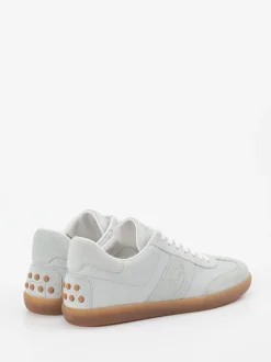 Tod's – Sneaker aus Velours- und Glattleder hellgrau