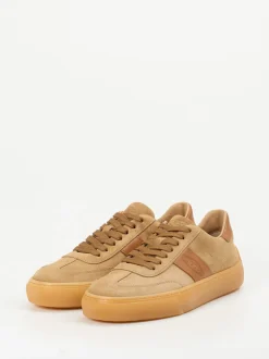 Tod's – Sneaker aus Veloursleder in Sandbeige