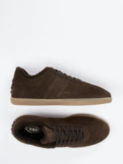 Tod's – Sneaker aus Veloursleder mit Lammfellfutter