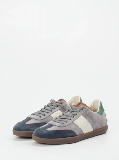 Tod's – Sneaker aus Veloursleder in Hellgrau