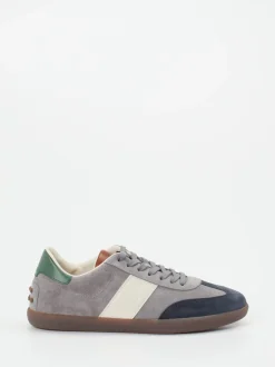 Tod's – Sneaker aus Veloursleder in Hellgrau