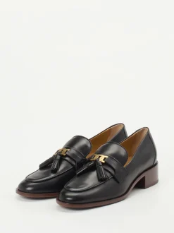 Tod's – Tassel Loafer aus glänzendem Kalbleder Schwarz