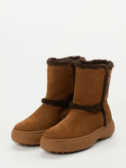 Tod's – Winterboots aus Veloursleder kastanienbraun