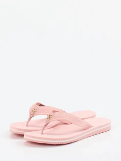 Tommy Hilfiger – Zehentrenner aus Textil in Rosa