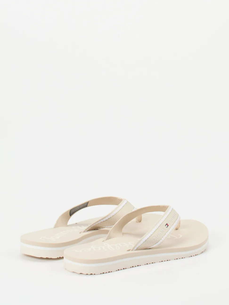 Tommy Hilfiger – Zehentrenner aus Textil in Beige