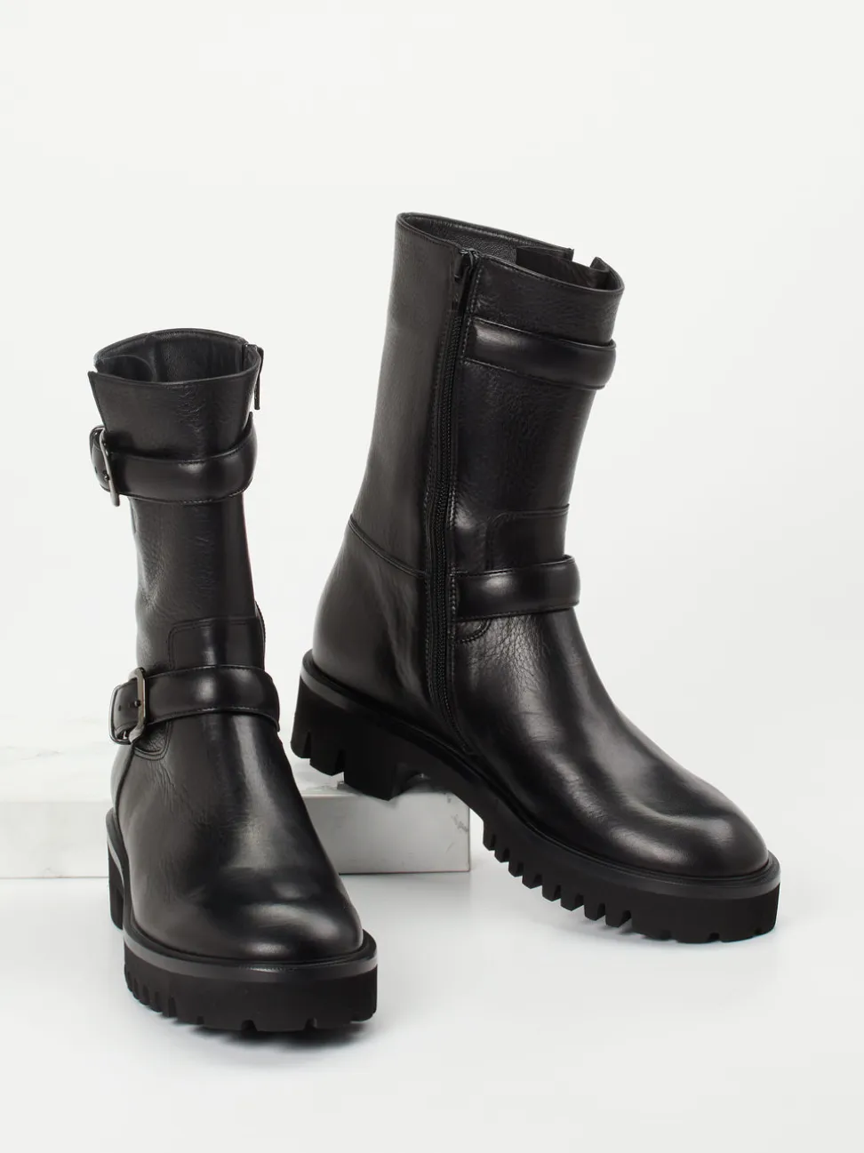 Truman's – Biker-Stiefelette aus Kalbleder schwarz
