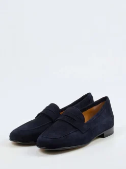 Truman's – Penny Loafer aus Veloursleder dunkelblau
