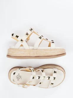 Truman's – Plateau-Sandalen aus Hirschleder in Beige