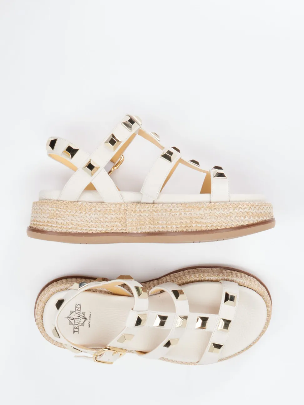 Truman's – Plateau-Sandalen aus Hirschleder in Beige