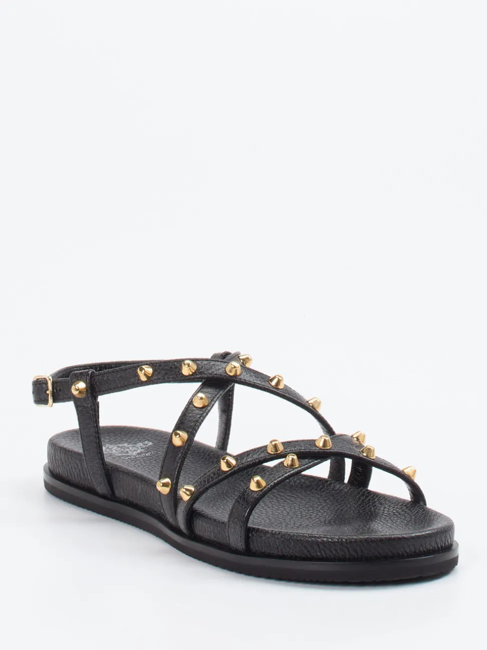 Truman's – Riemchensandale aus Leder Schwarz-Gold