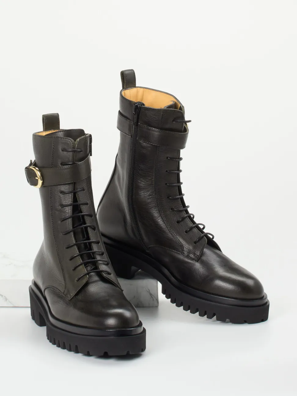 Truman's – Schnürboots aus Kalbleder in Dunkelgrün