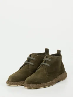 Truman's – Schnürstiefelette aus Veloursleder olivgrün