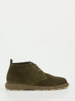 Truman's – Schnürstiefelette aus Veloursleder olivgrün