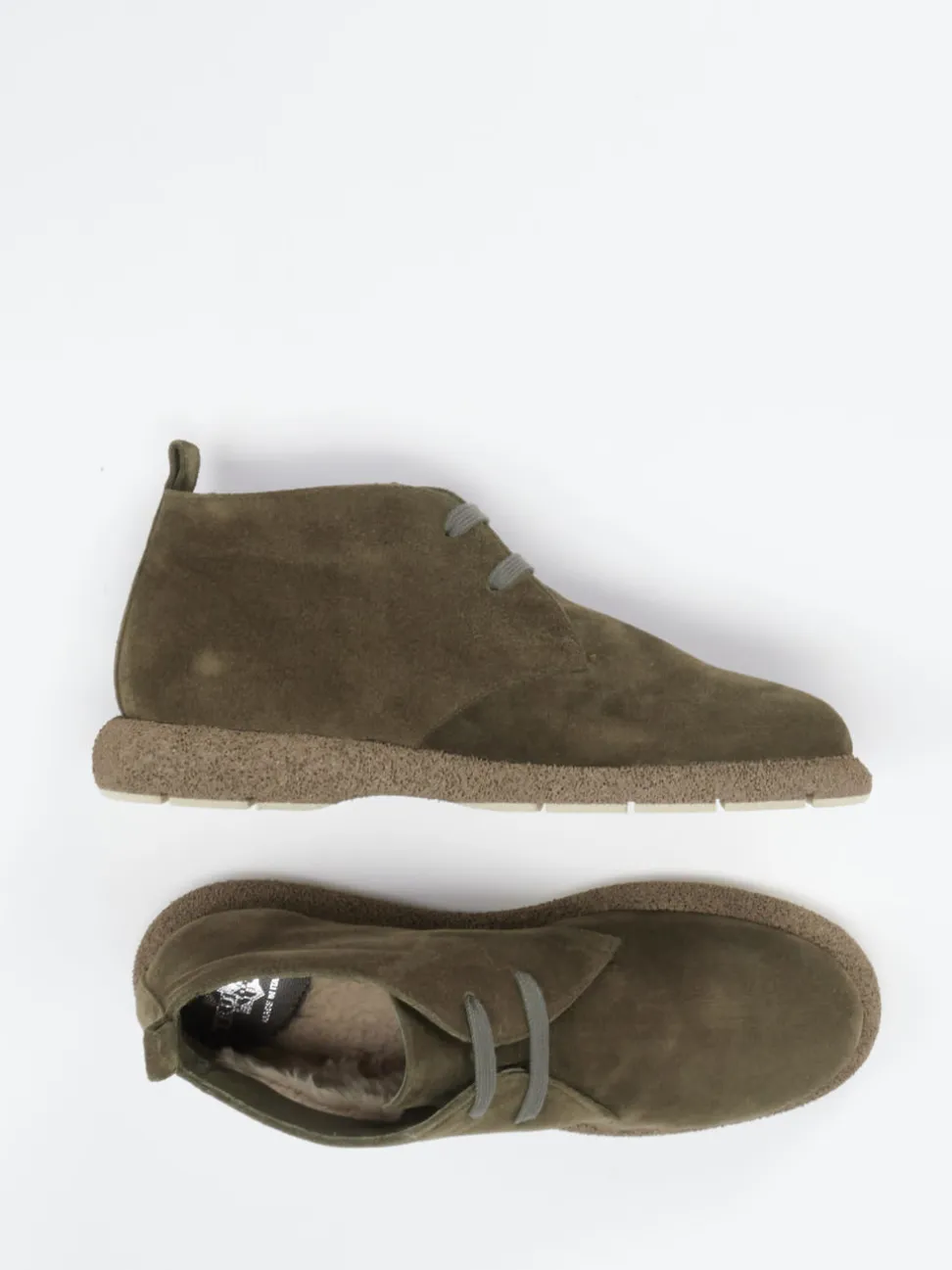 Truman's – Schnürstiefelette aus Veloursleder olivgrün