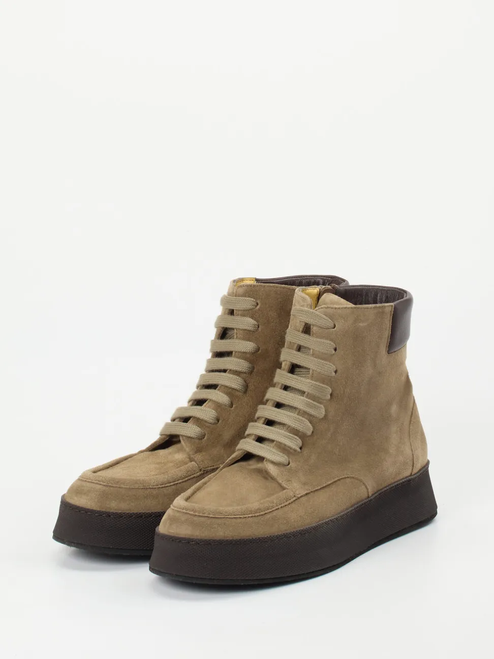 Truman's – Schnürstiefelette aus Veloursleder Sandbeige