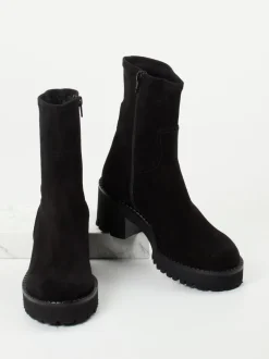 Truman's – Stiefeletten aus Veloursleder schwarz