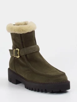 Truman's – Stiefeletten aus Veloursleder olivgrün