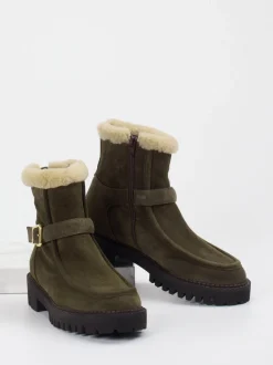 Truman's – Stiefeletten aus Veloursleder olivgrün