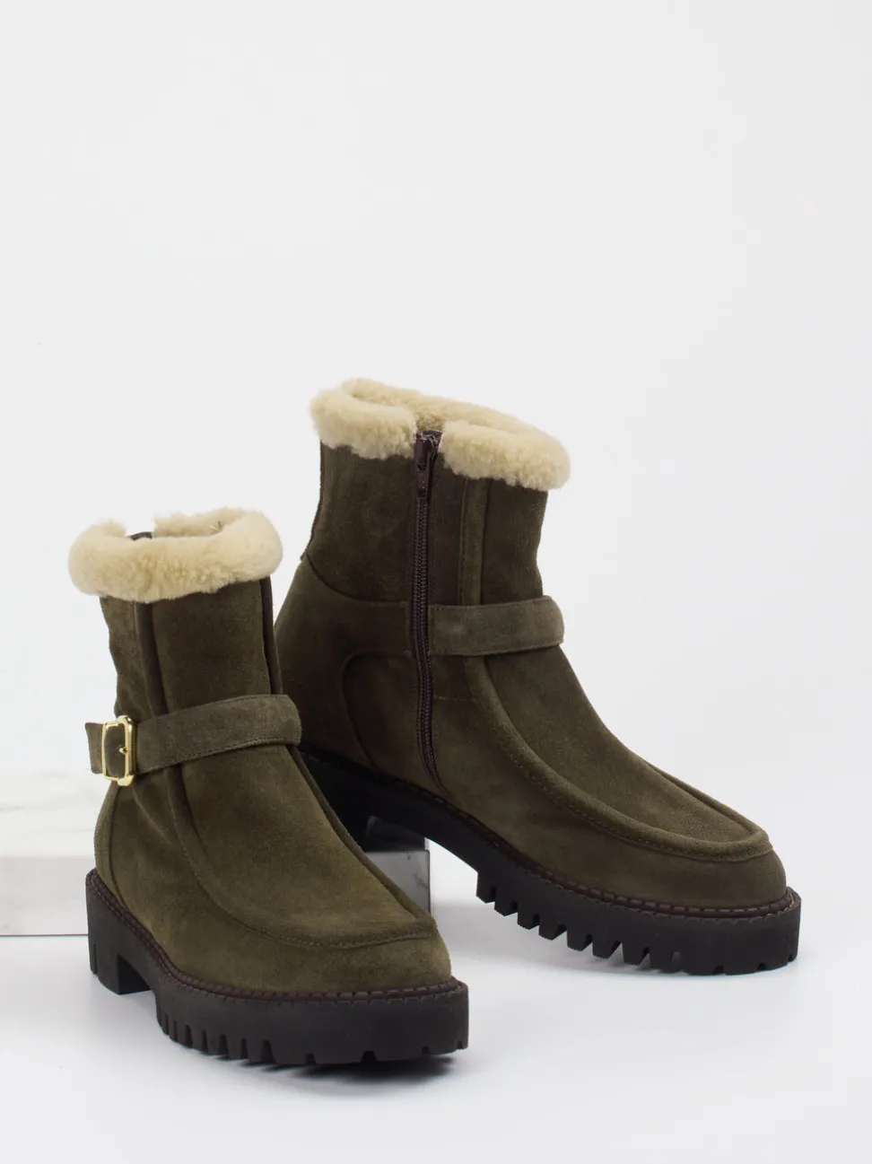 Truman's – Stiefeletten aus Veloursleder olivgrün