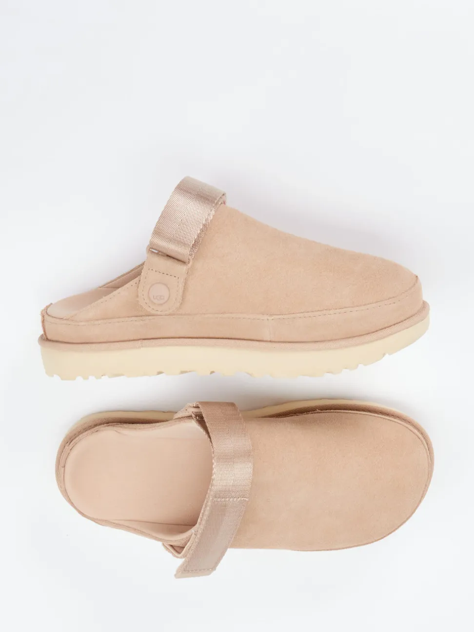 UGG – Hausschuh-Clog aus Veloursleder beigebraun