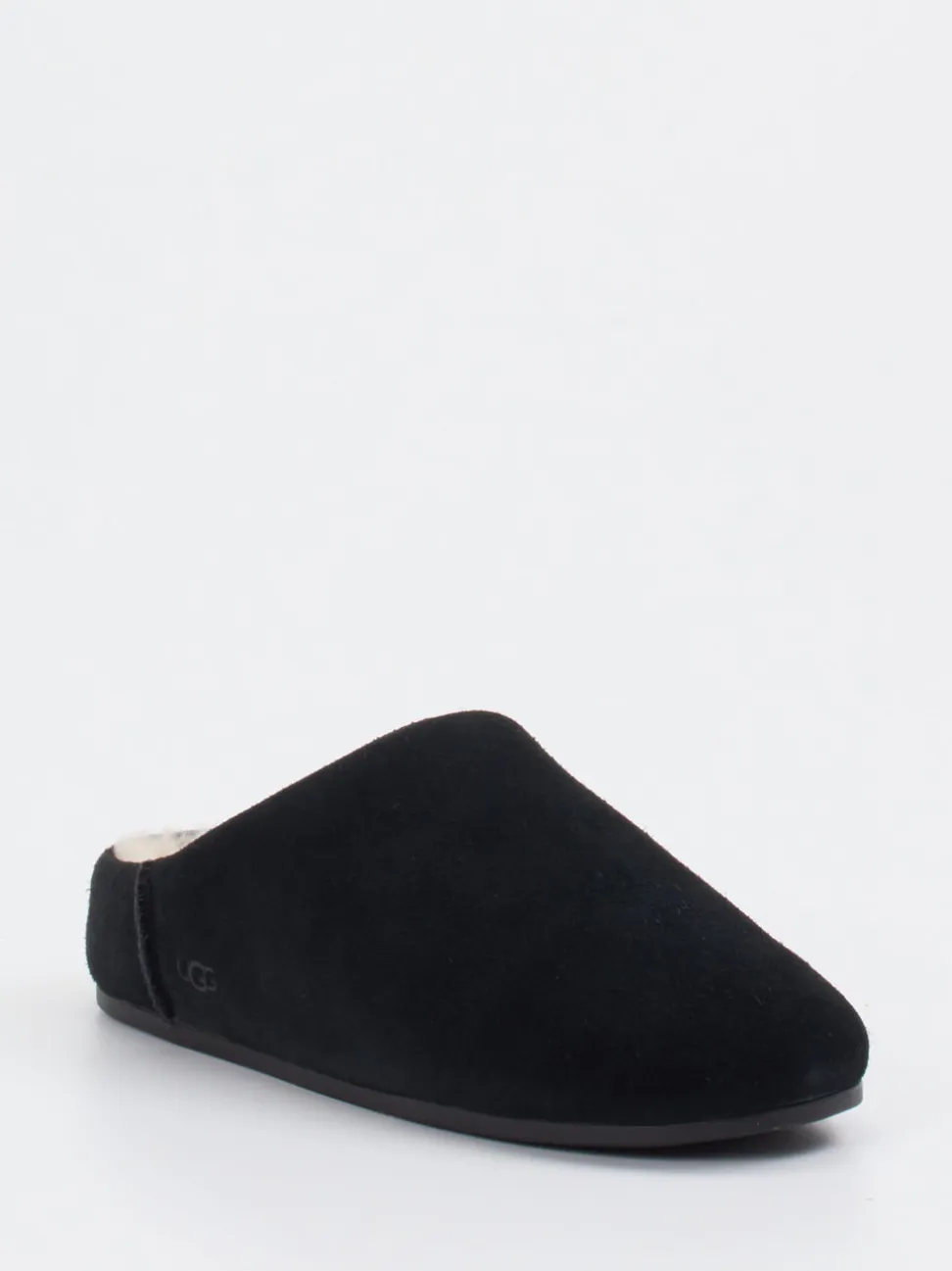 UGG – Hausschuhe aus Veloursleder mit Lammfell