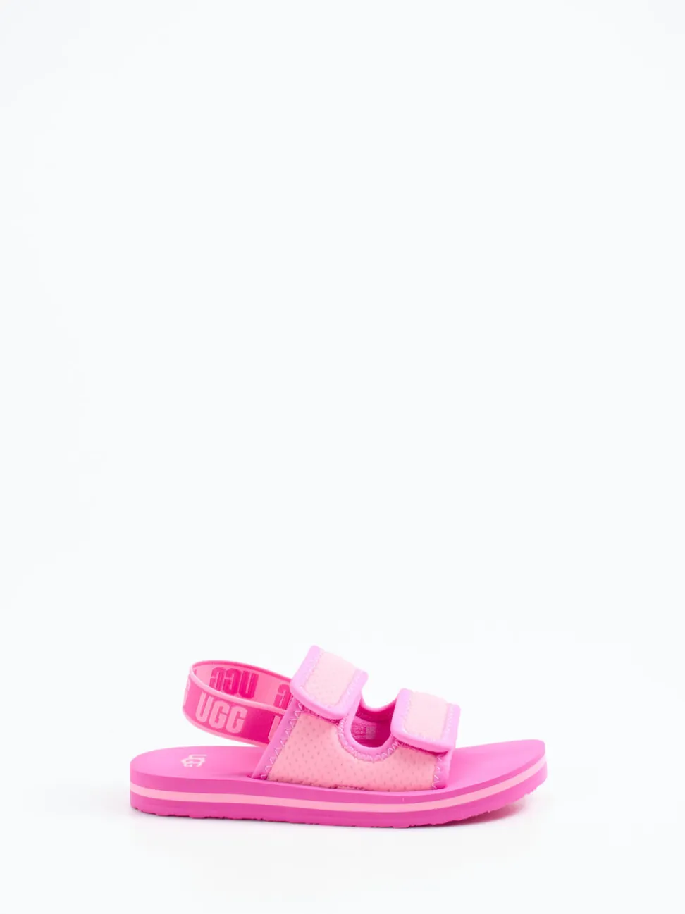UGG – Klettsandalen aus Textil in Neonpink