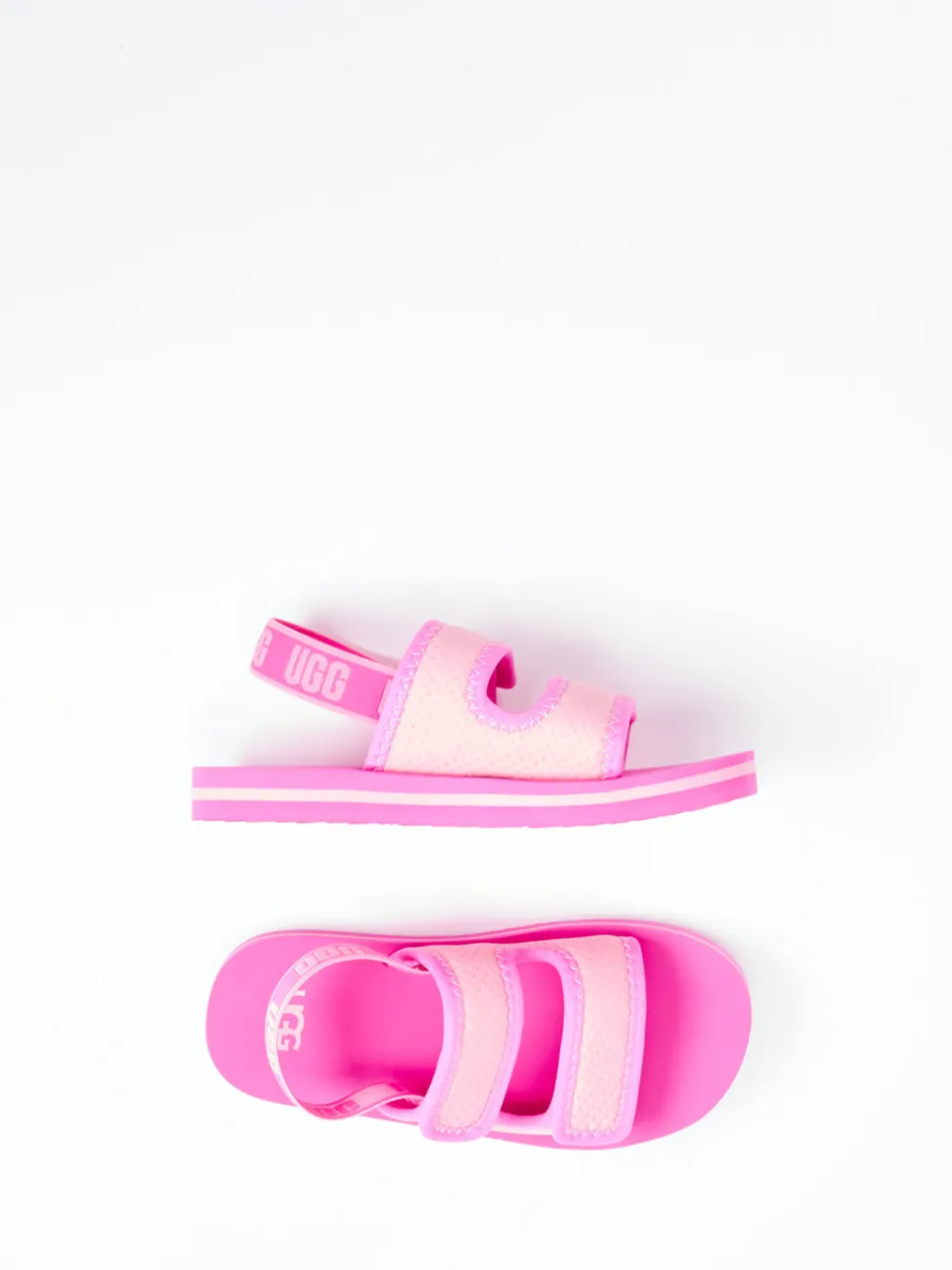 UGG – Klettsandalen aus Textil in Neonpink