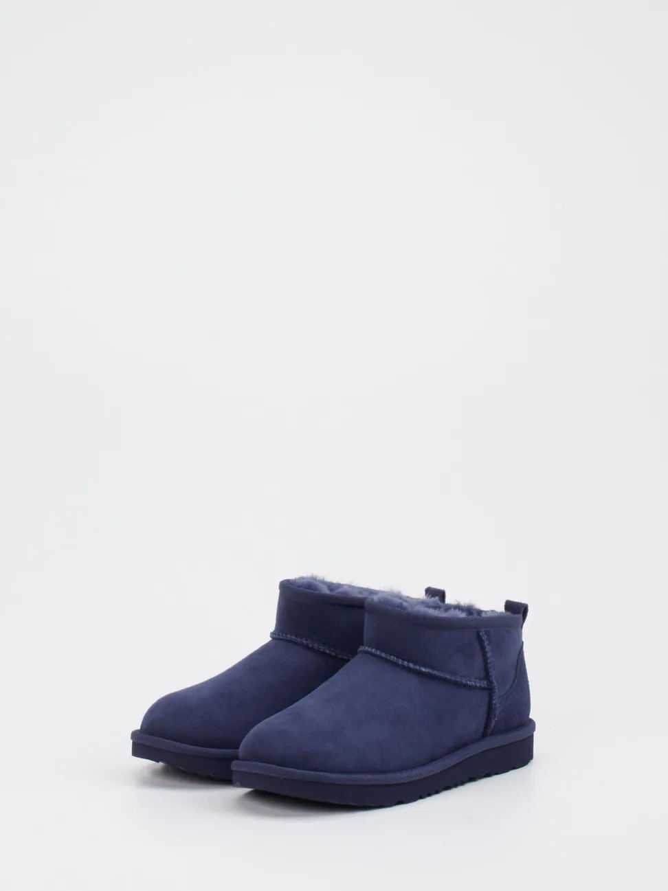 UGG – Lammfell-Boots aus Veloursleder dunkelblau