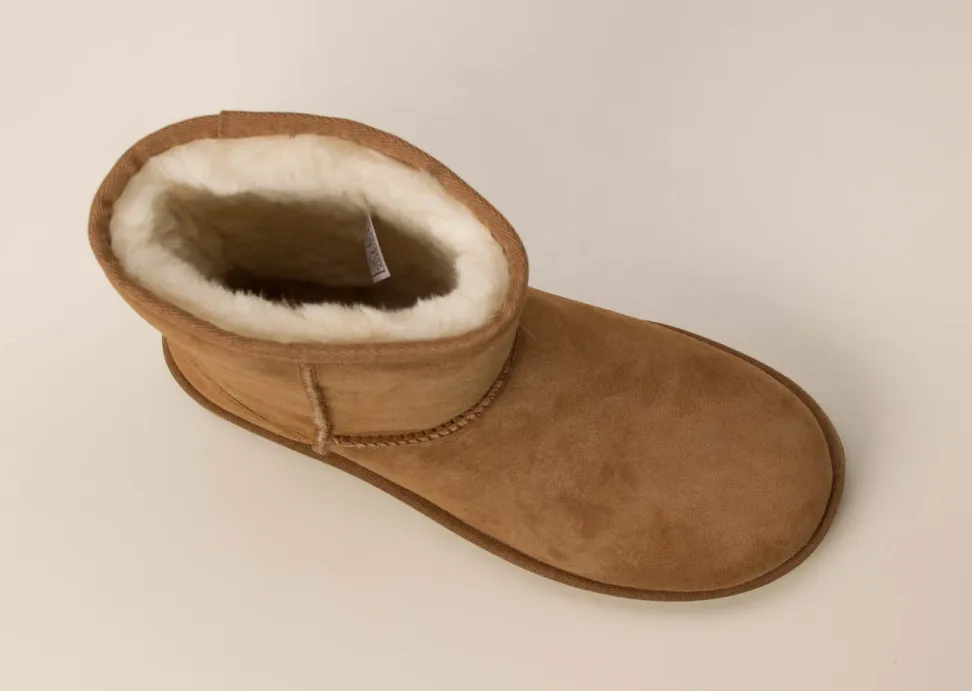 UGG – Lammfell-Boots aus Veloursleder cognacfarben
