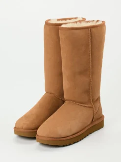 UGG – Lammfell-Boots aus Veloursleder cognacbraun