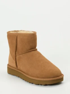 UGG – Lammfell-Boots aus Veloursleder kastanienbraun