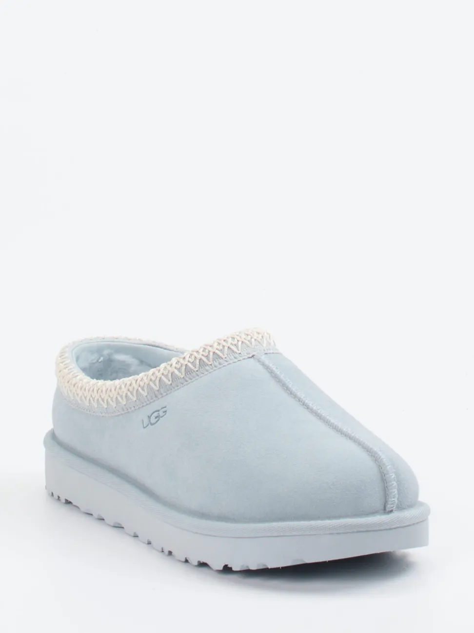 UGG – Lammfell-Clogs aus Veloursleder eisblau